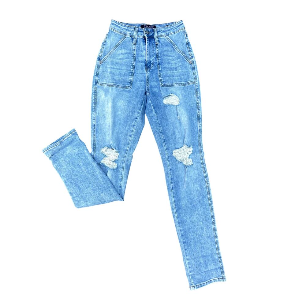 Judy Blue high rise distressed, ripped boyfriend jeans size 26x32